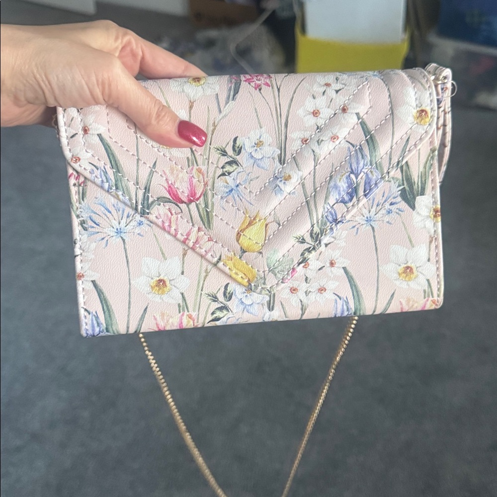 Aldo Floral Crossbody Bag - Pink and Gold